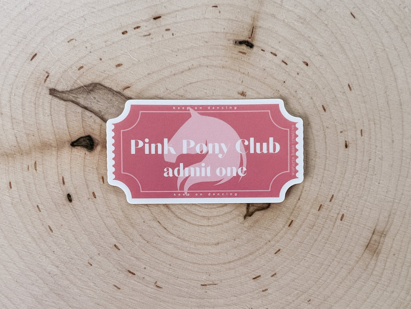 Pink Pony Ticket Matte Sticker