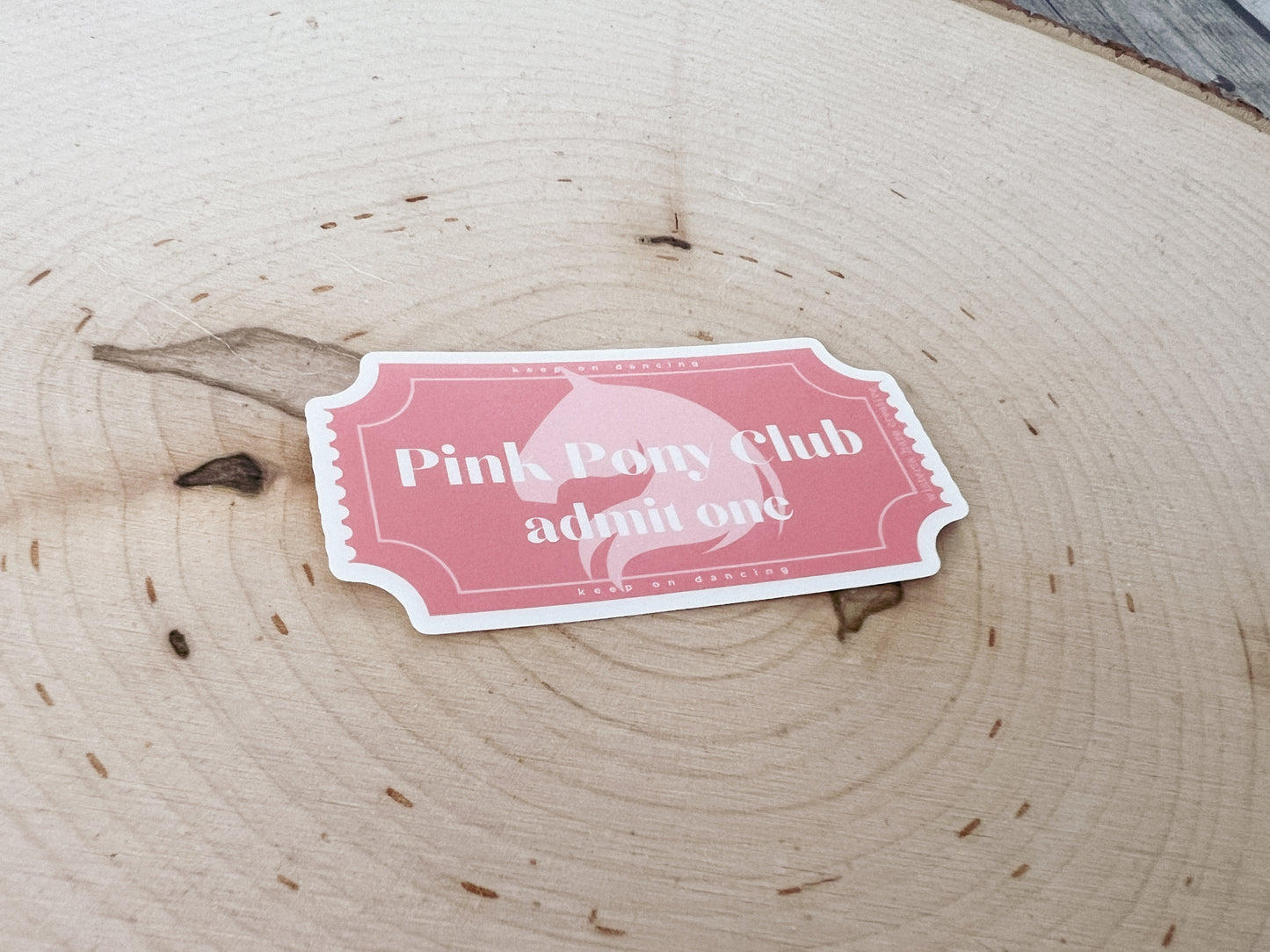 Pink Pony Ticket Matte Sticker