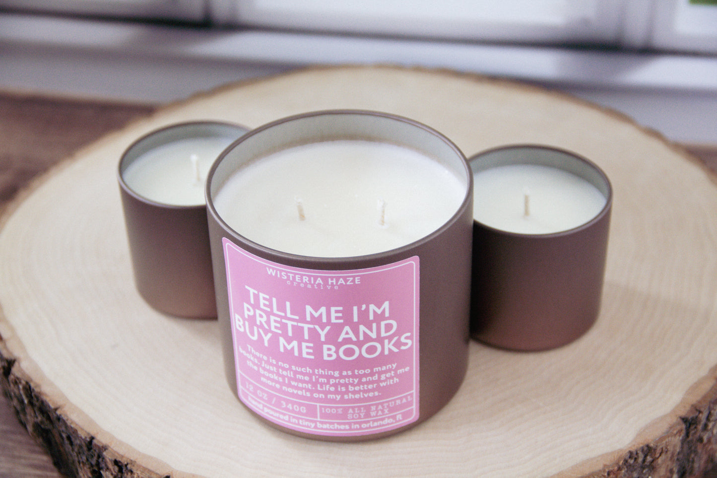 Tell Me I'm Pretty and Buy Me Books Candle