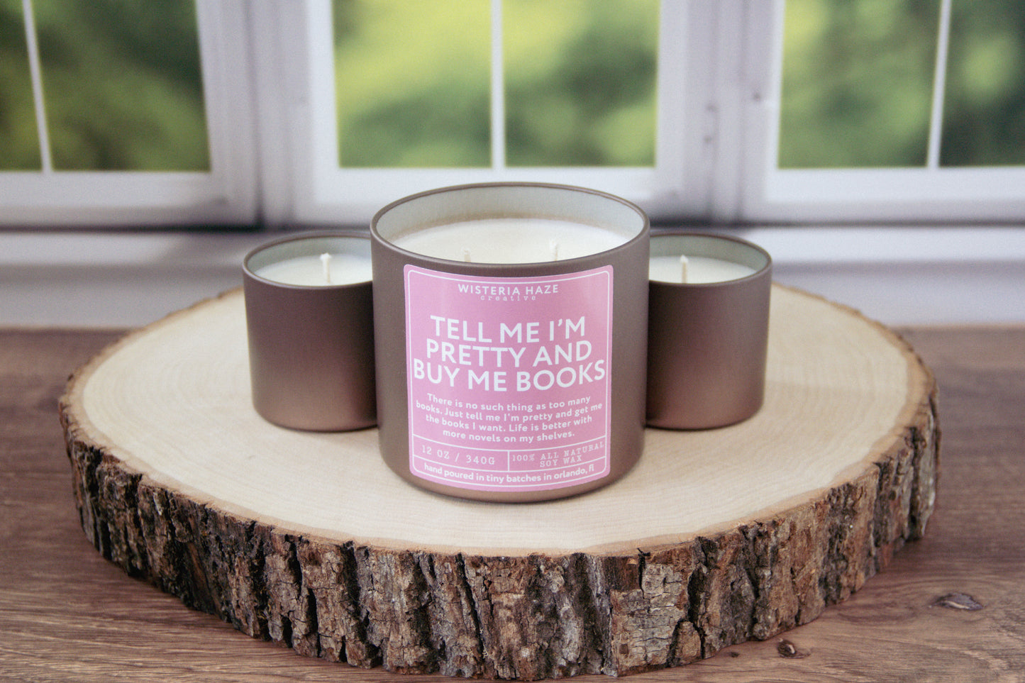 Tell Me I'm Pretty and Buy Me Books Candle