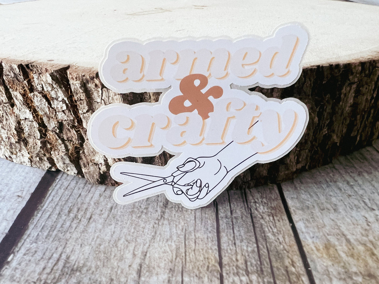 Armed and Crafty Sticker