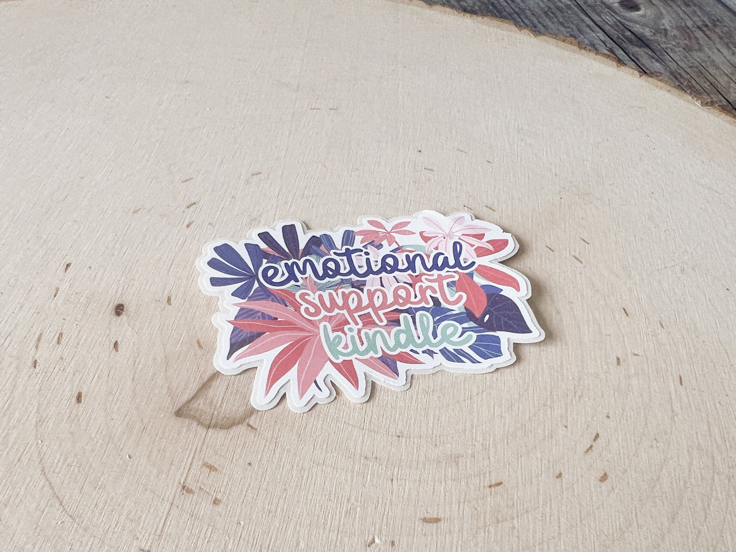 Floral Emotional Support Kindle Sticker