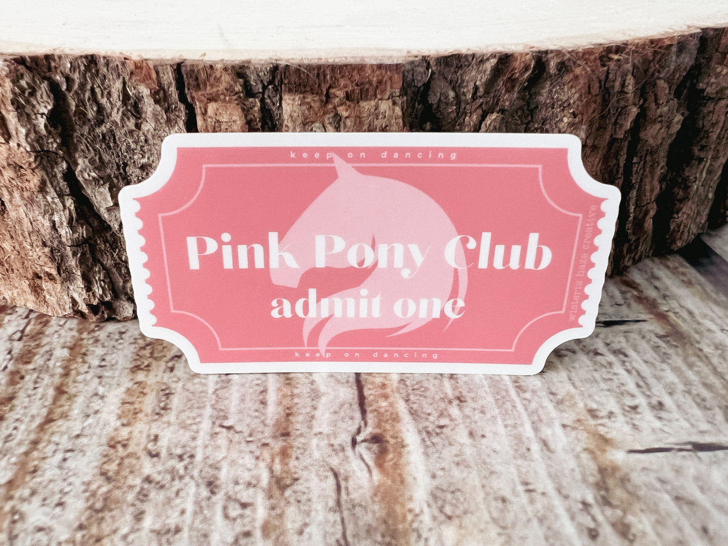Pink Pony Ticket Matte Sticker